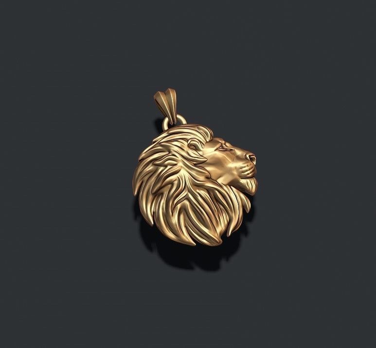 Rounded Lion pendant 3D print model_1