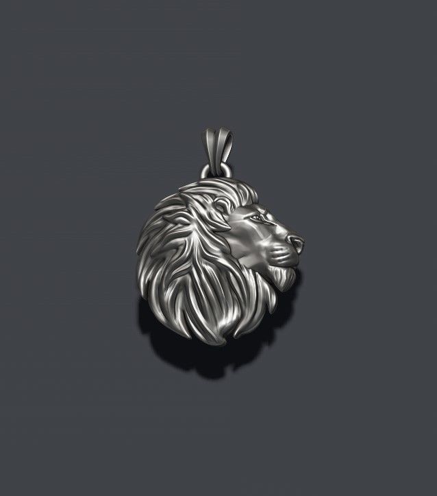 Rounded Lion pendant 3D print model_4