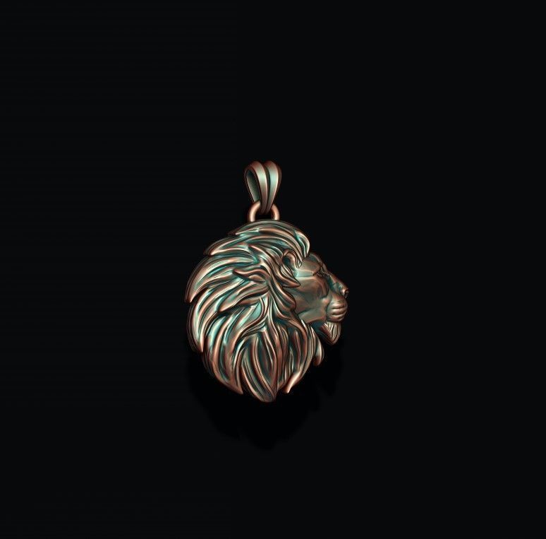 Rounded Lion pendant 3D print model_3