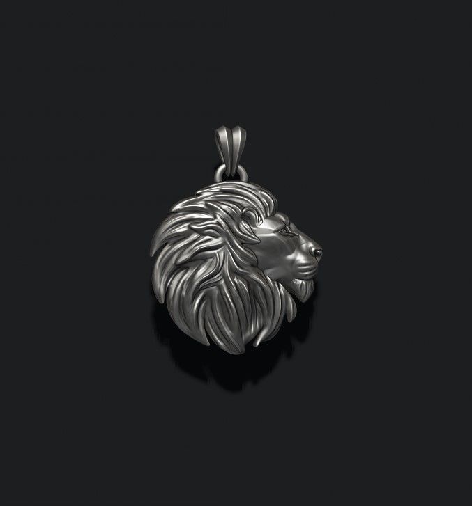 Rounded Lion pendant 3D print model_5
