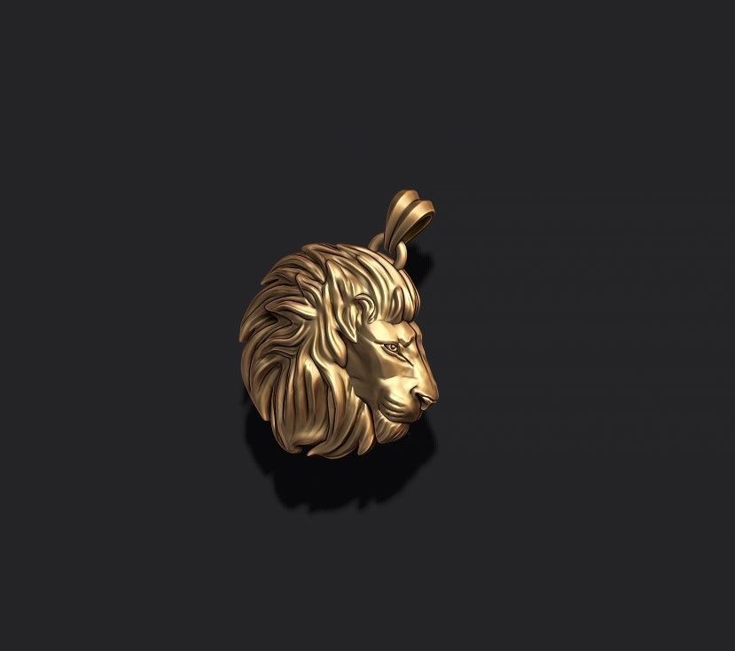 Rounded Lion pendant 3D print model_2