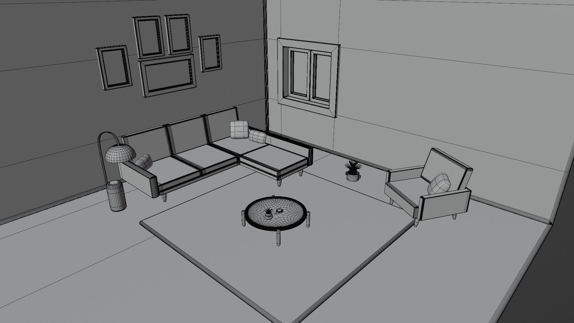 Simple Living Room Design Free 3D model_3