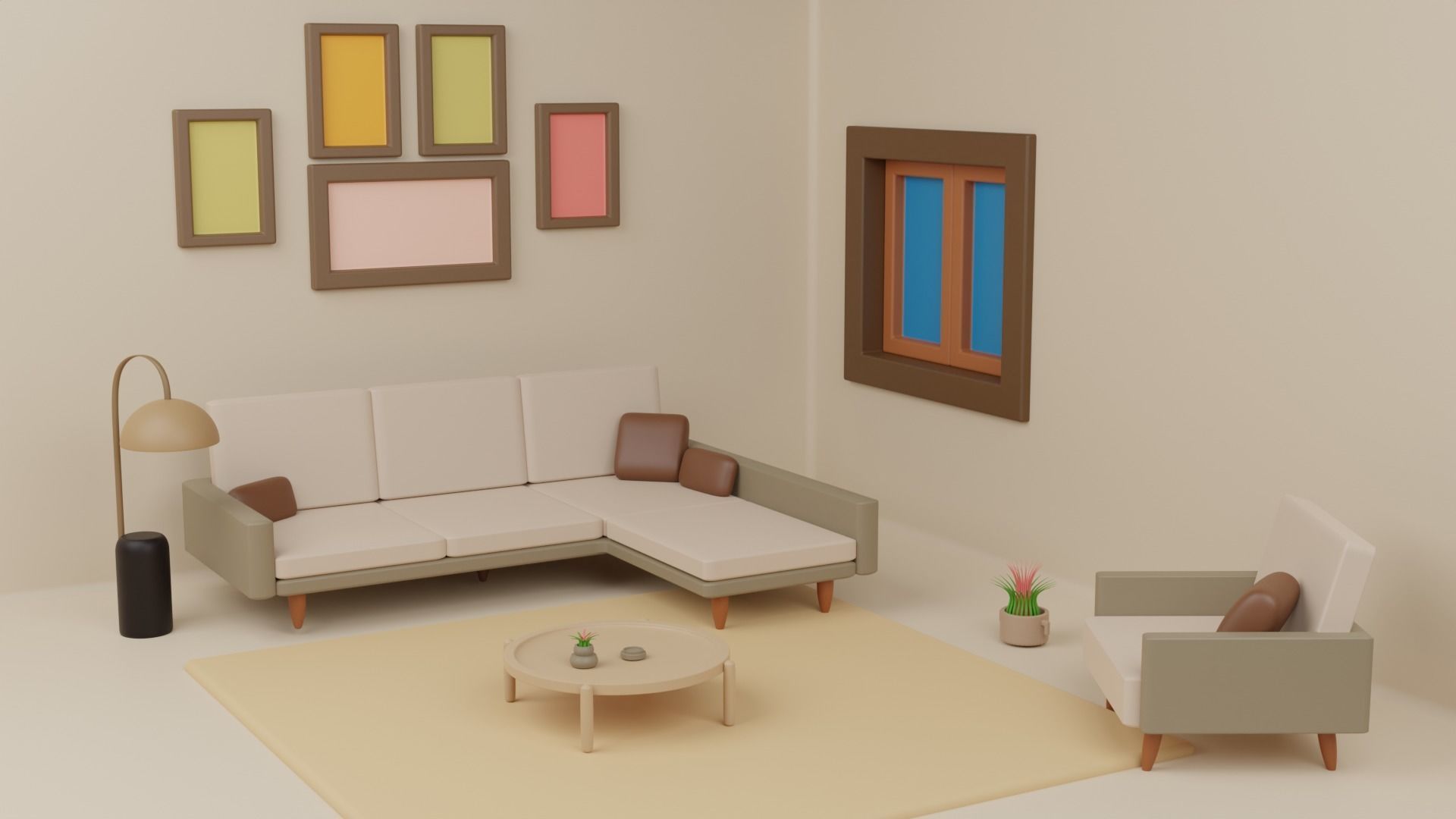 Simple Living Room Design Free 3D model_1