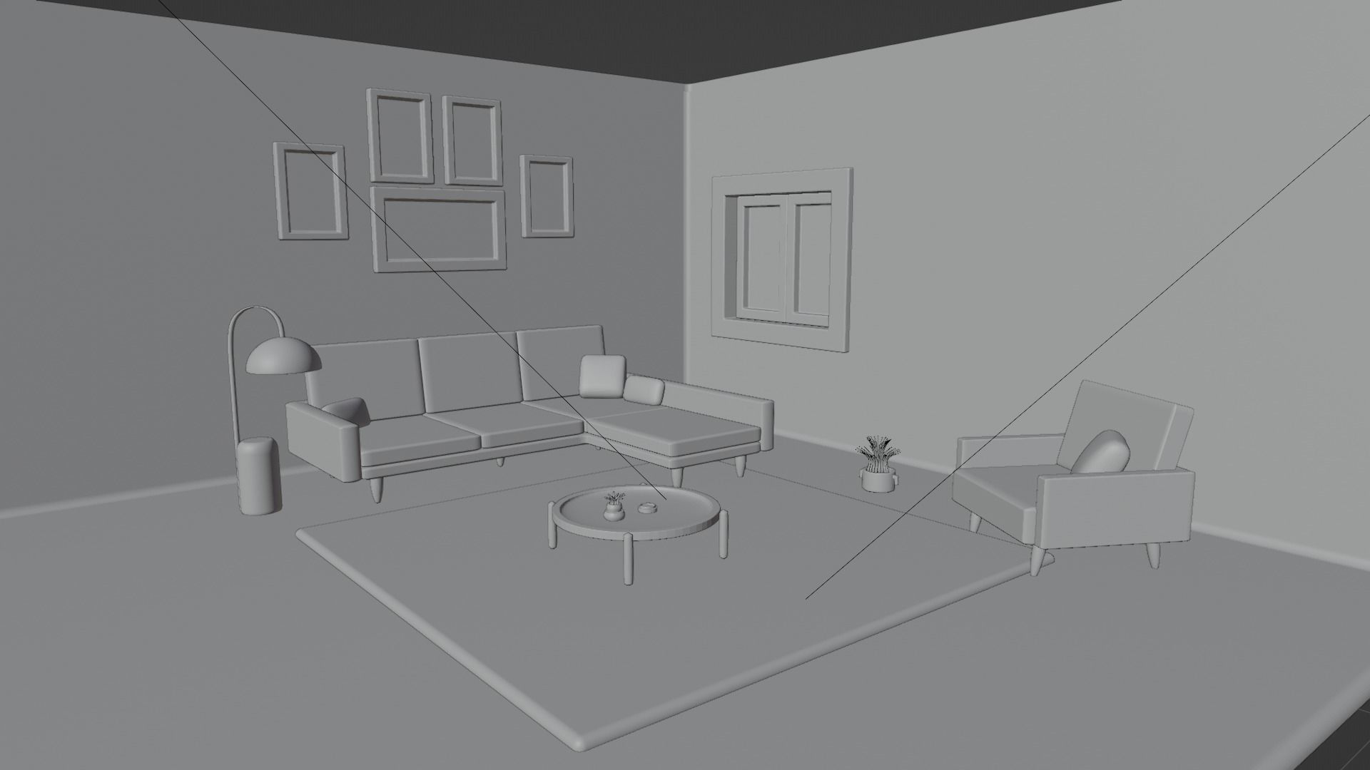 Simple Living Room Design Free 3D model_2
