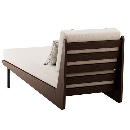 Kinney Teak Chaise by Crate and Barrel 3D model 4