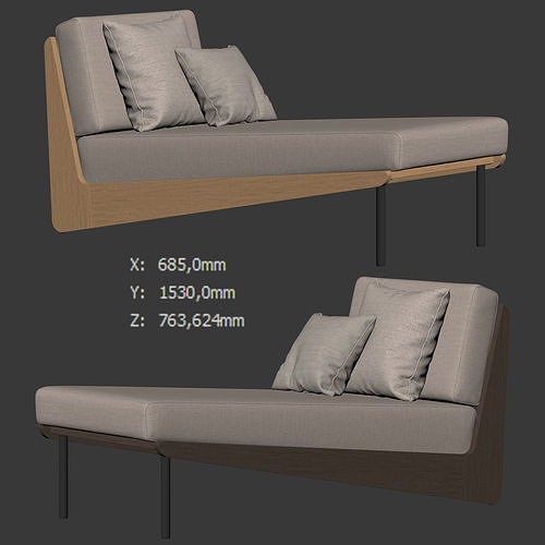 Kinney Teak Chaise by Crate and Barrel 3D model 6