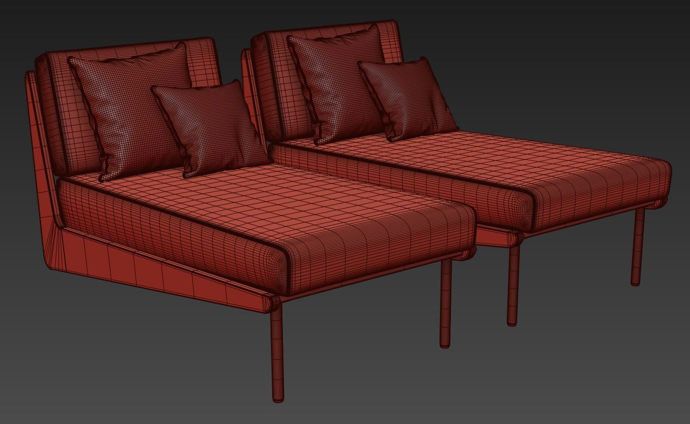 Kinney Teak Chaise by Crate and Barrel 3D model_10