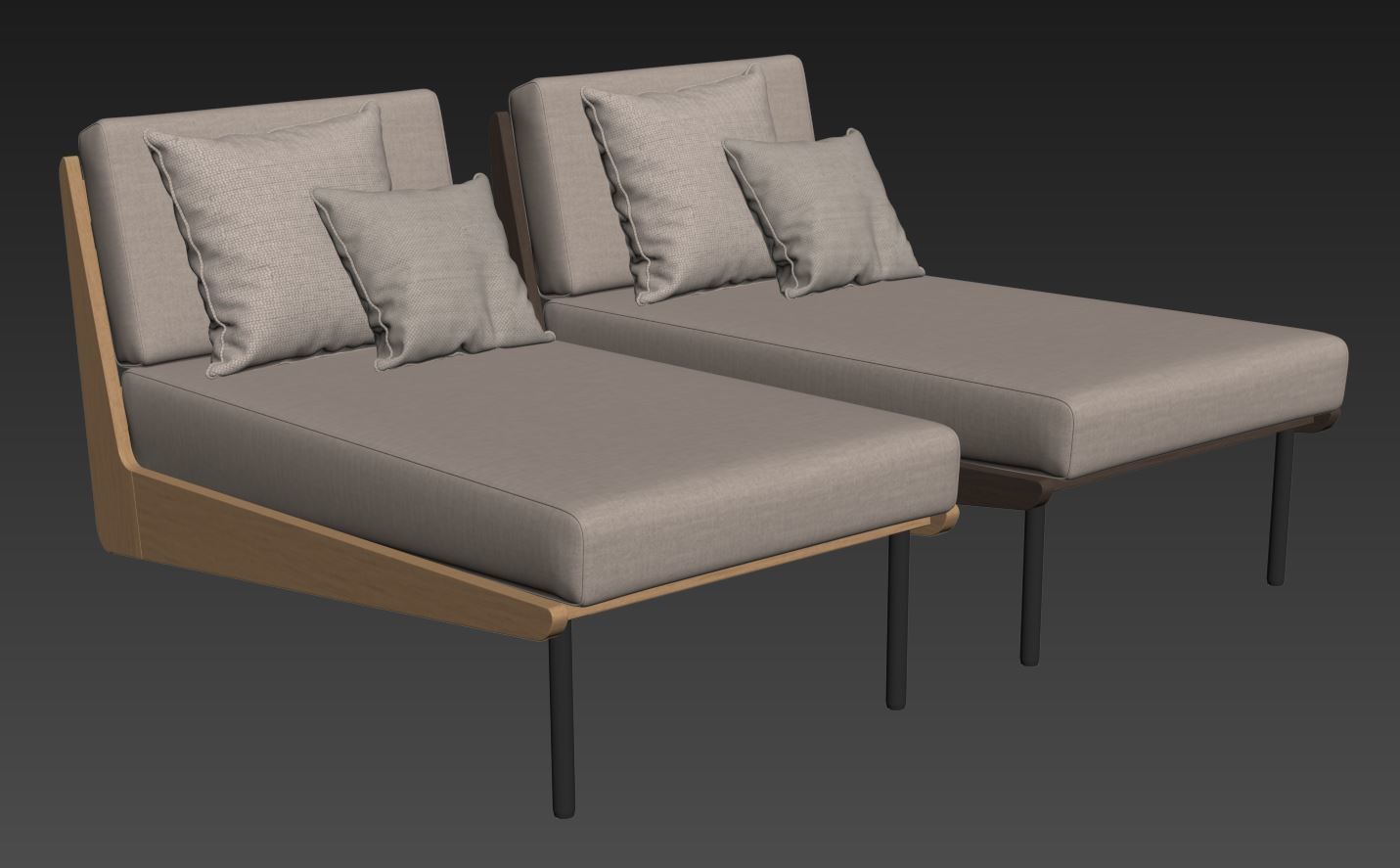 Kinney Teak Chaise by Crate and Barrel 3D model_8