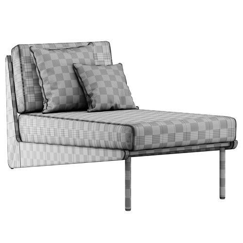 Kinney Teak Chaise by Crate and Barrel 3D model 5