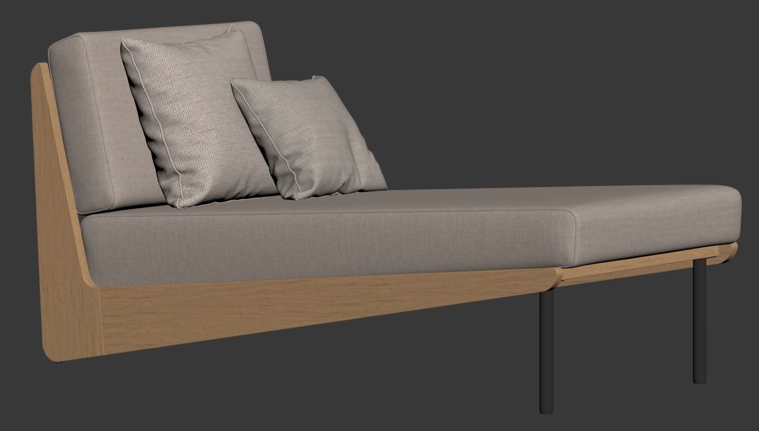 Kinney Teak Chaise by Crate and Barrel 3D model_12