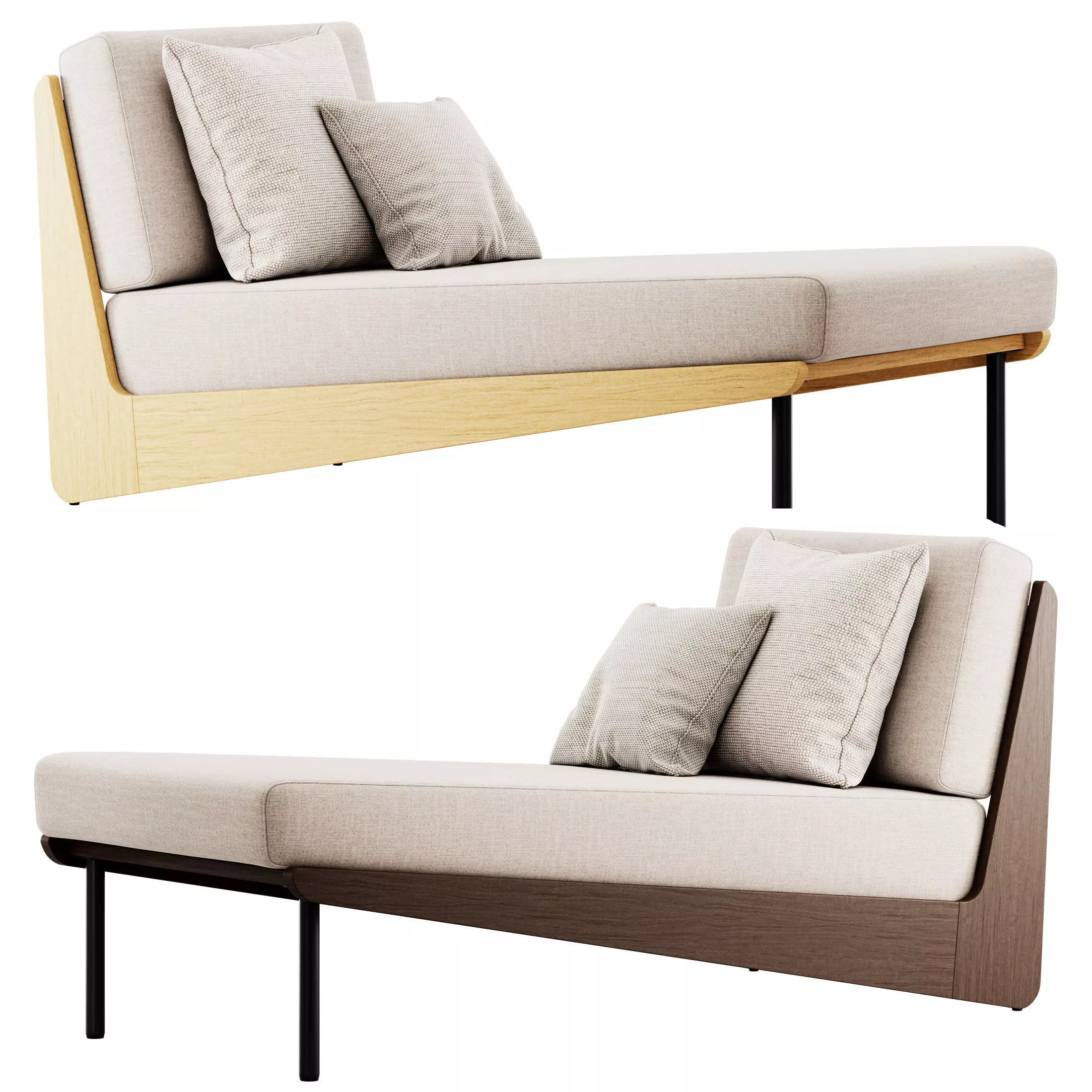 Kinney Teak Chaise by Crate and Barrel 3D model_0
