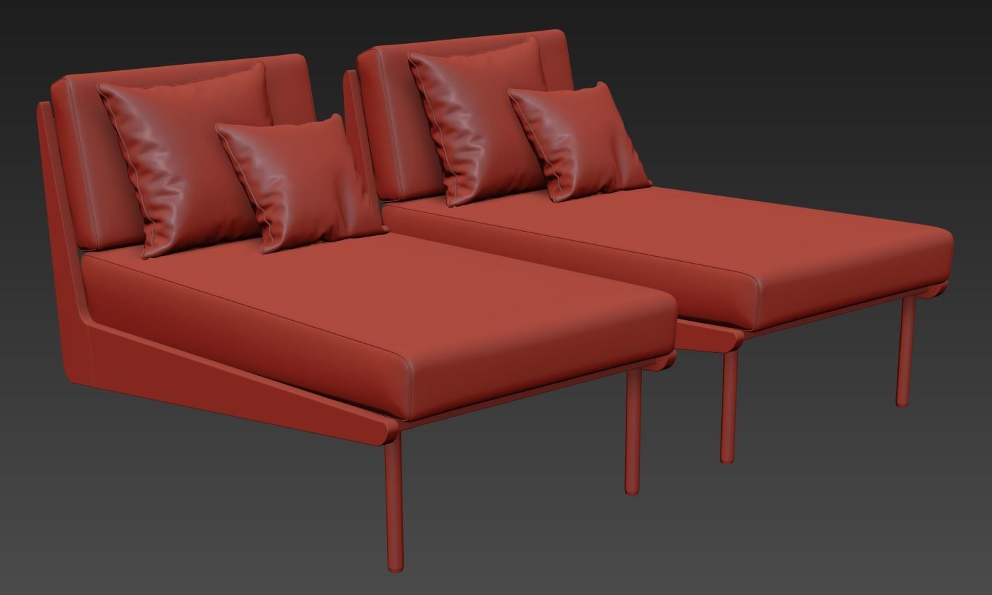 Kinney Teak Chaise by Crate and Barrel 3D model_9