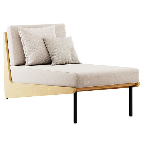 Kinney Teak Chaise by Crate and Barrel 3D model 2