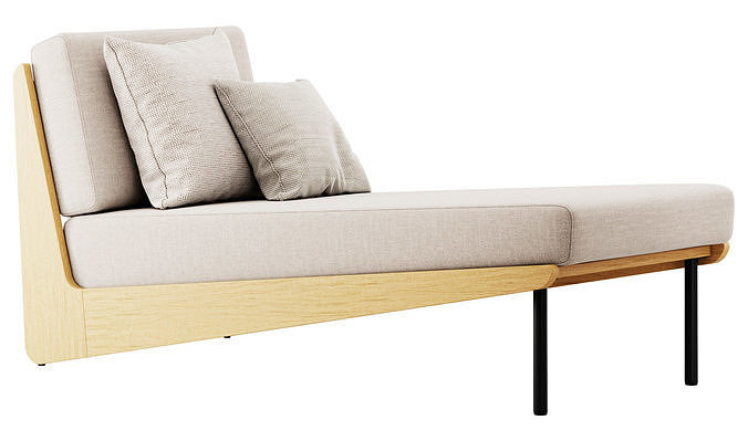 Kinney Teak Chaise by Crate and Barrel 3D model 7