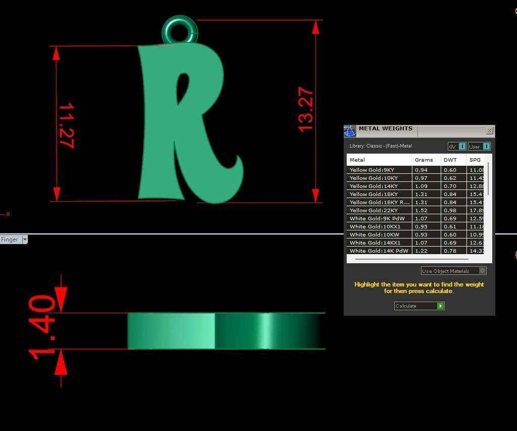 Alphabet Stylish Pendant R 3D print model_1