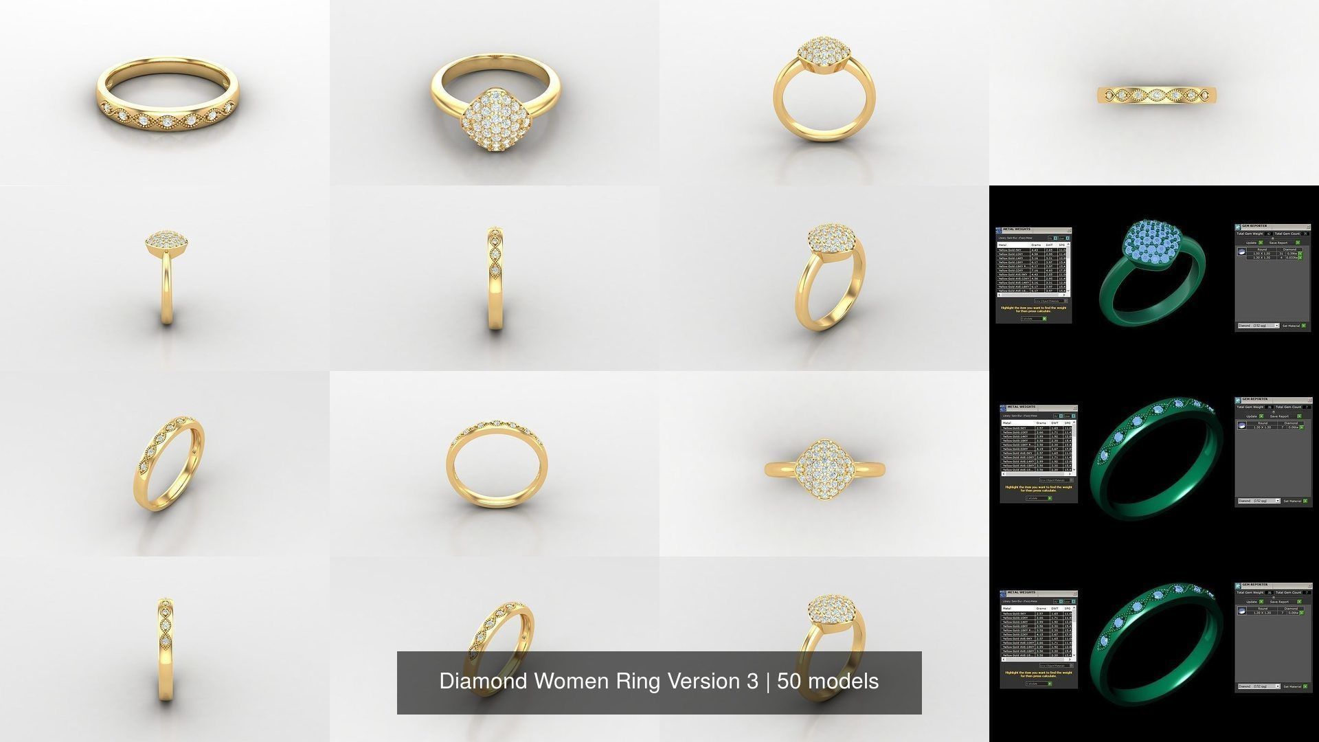 Diamond Women Ring Version 3 3D Model Collection_10