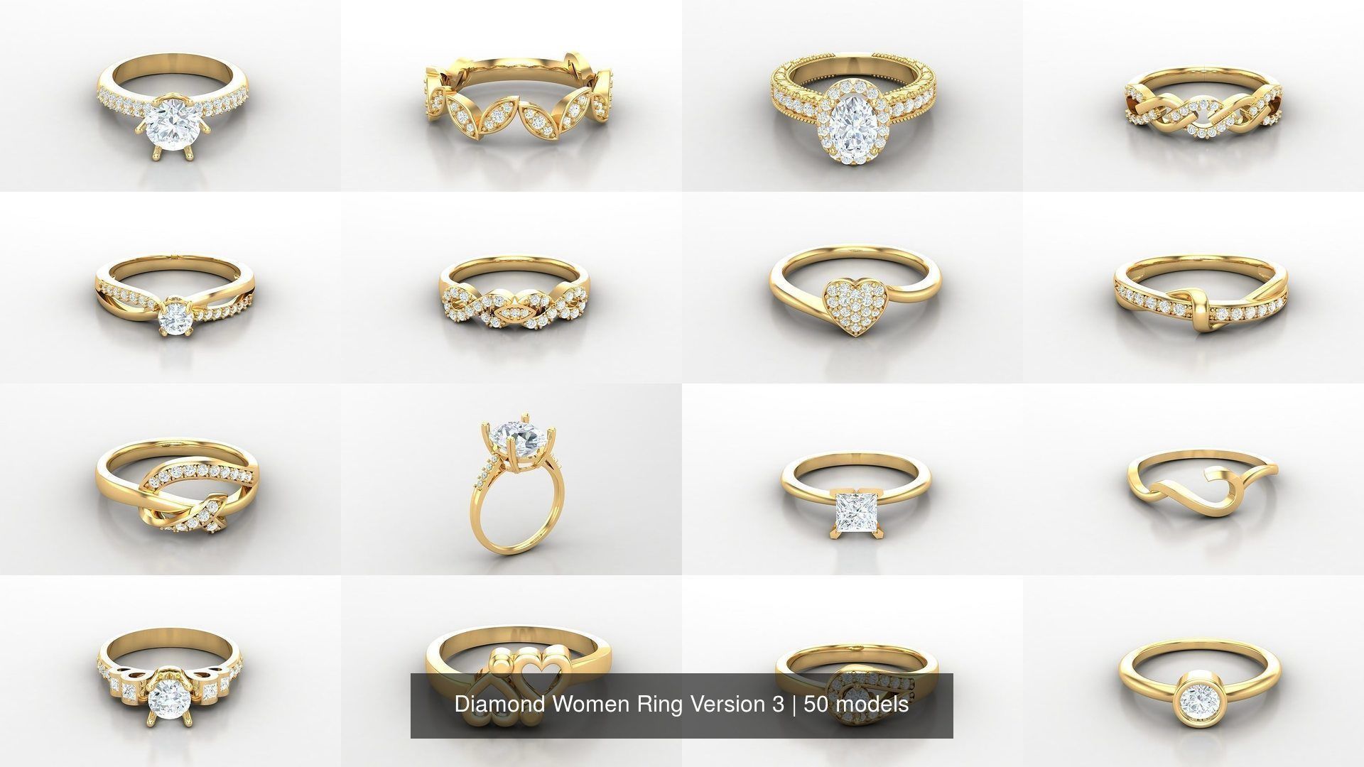Diamond Women Ring Version 3 3D Model Collection_3