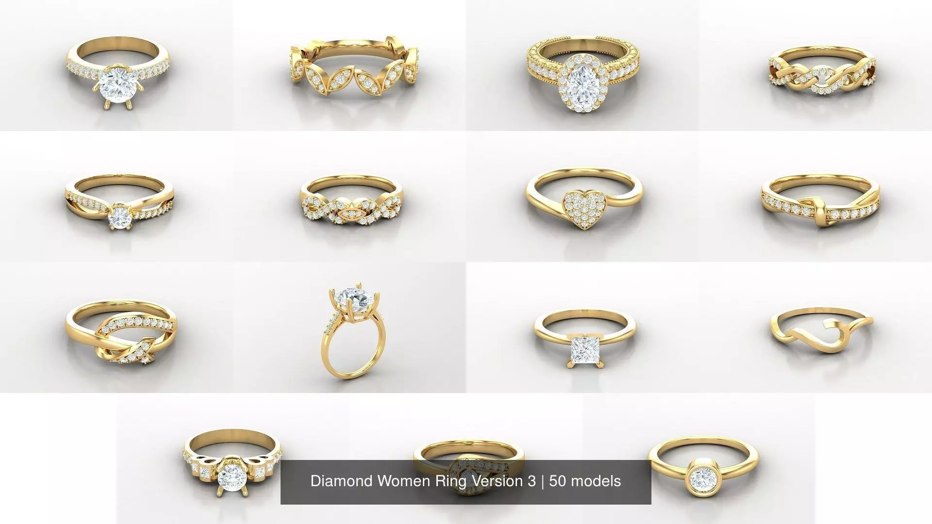 Diamond Women Ring Version 3 3D Model Collection_1