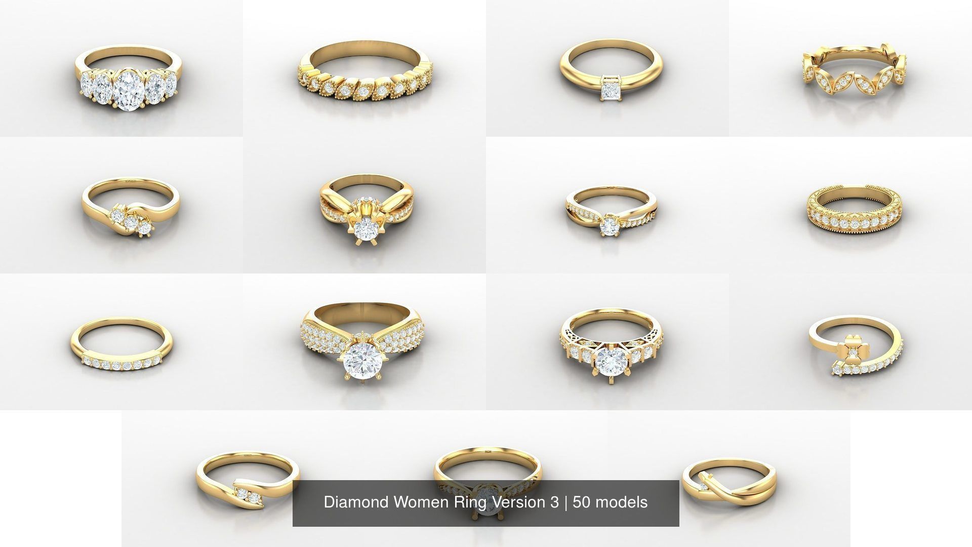 Diamond Women Ring Version 3 3D Model Collection_5
