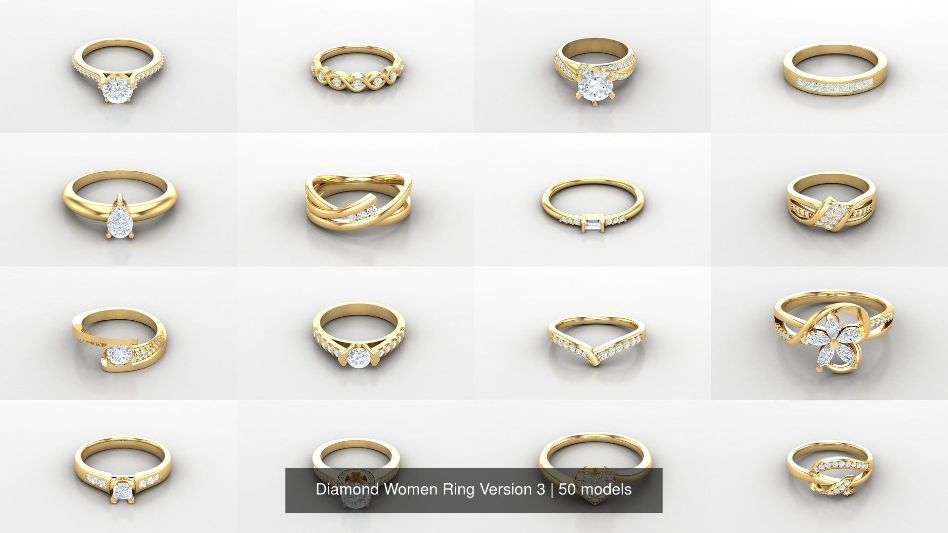 Diamond Women Ring Version 3 3D Model Collection_8