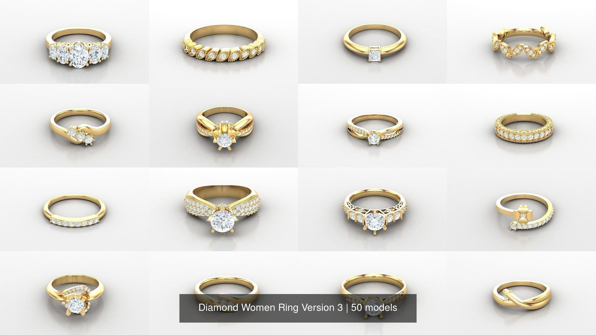 Diamond Women Ring Version 3 3D Model Collection_2