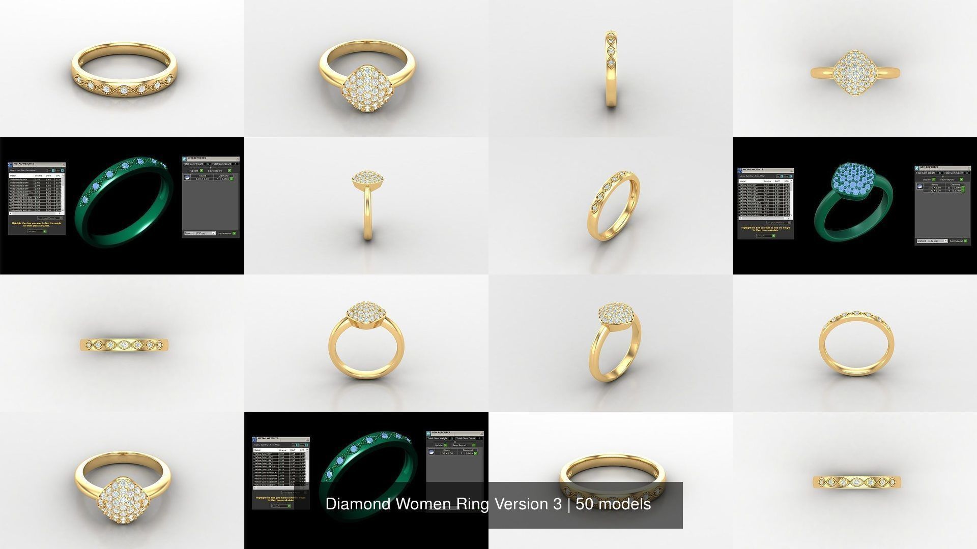 Diamond Women Ring Version 3 3D Model Collection_6