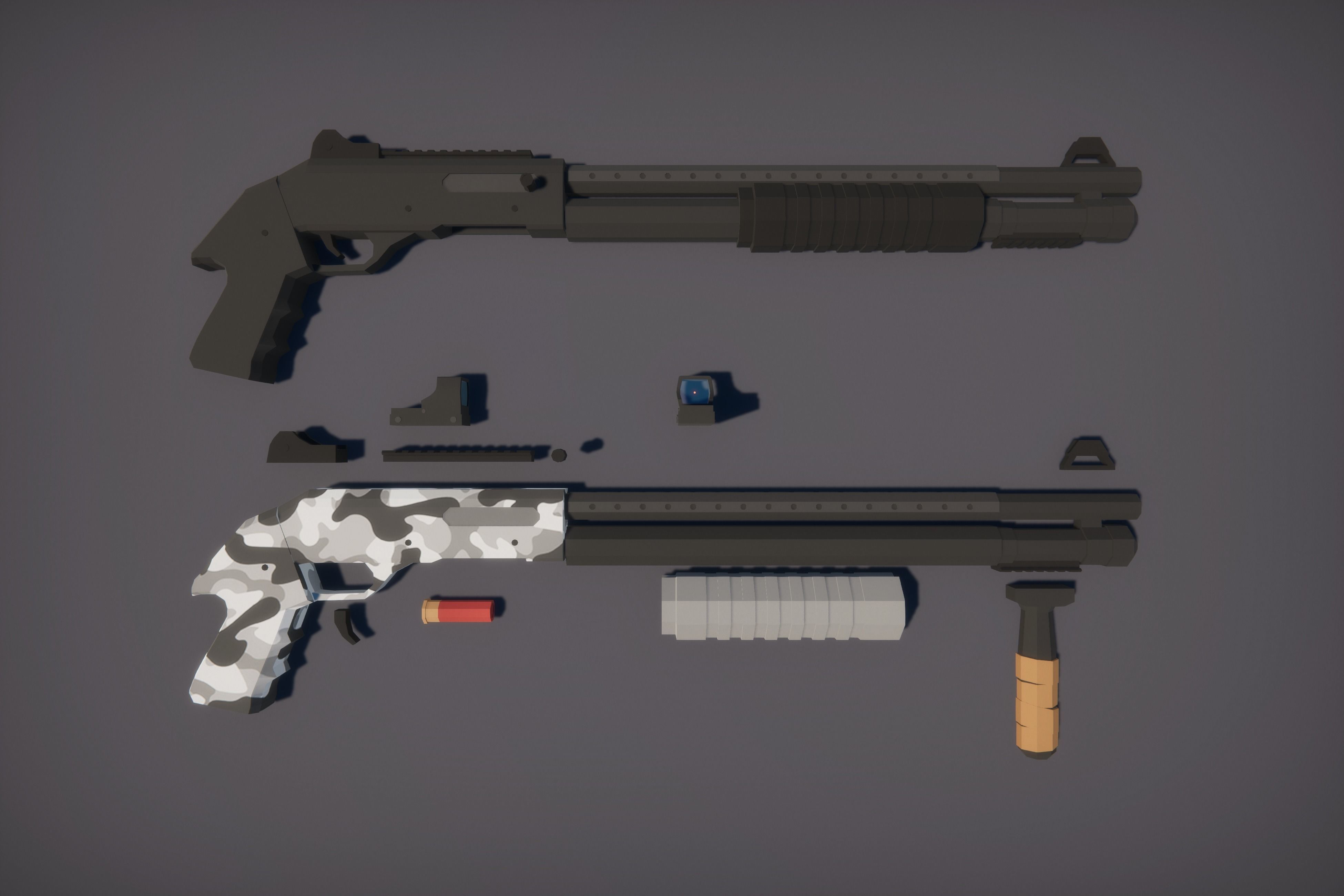 Low Poly FPS Bundle - Shooter Maps and Weapons Low-poly 3D model_8