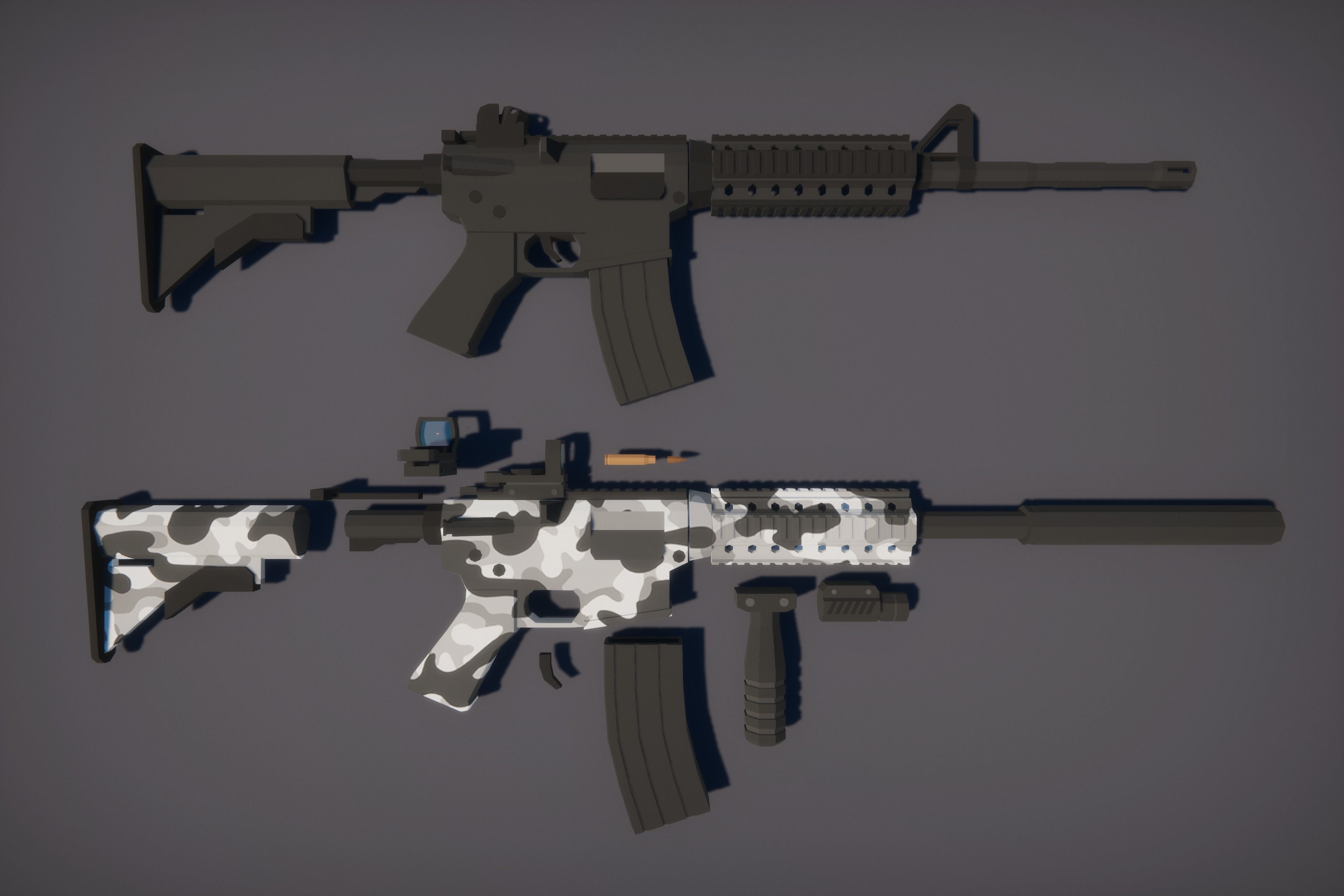 Low Poly FPS Bundle - Shooter Maps and Weapons Low-poly 3D model_7