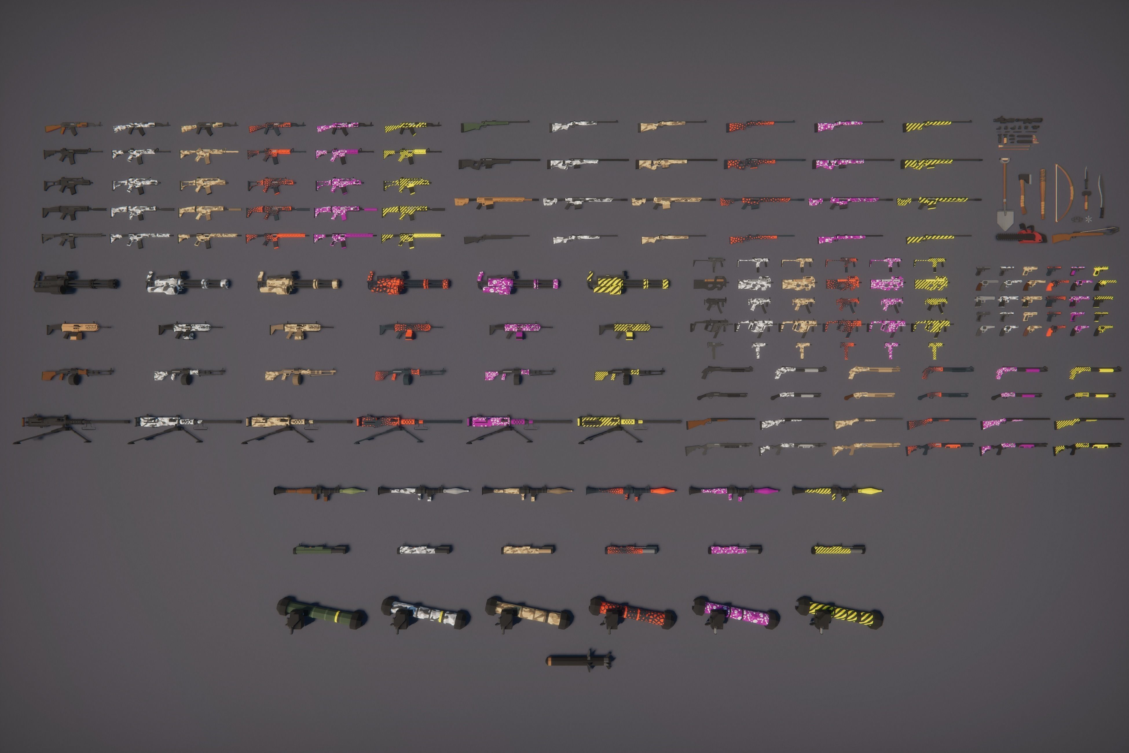 Low Poly FPS Bundle - Shooter Maps and Weapons Low-poly 3D model_10