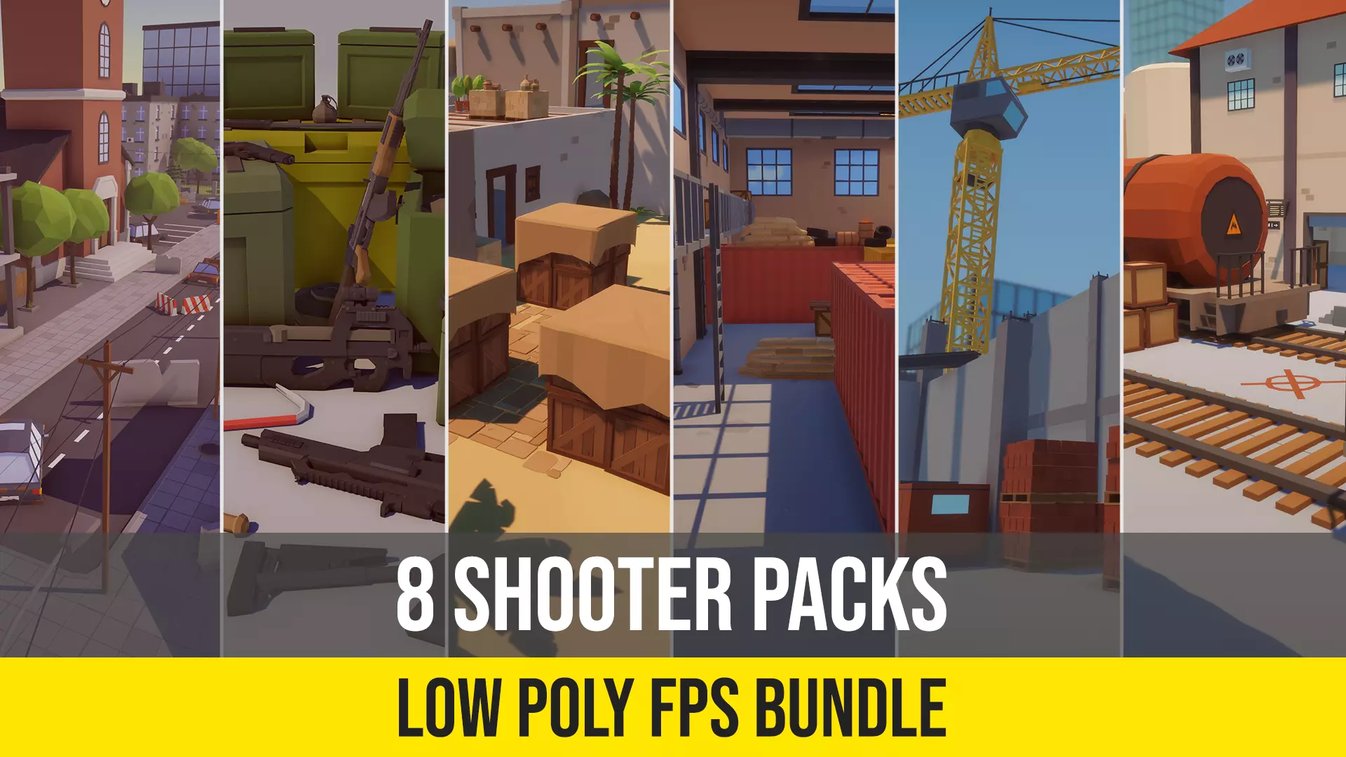 Low Poly FPS Bundle - Shooter Maps and Weapons Low-poly 3D model_0