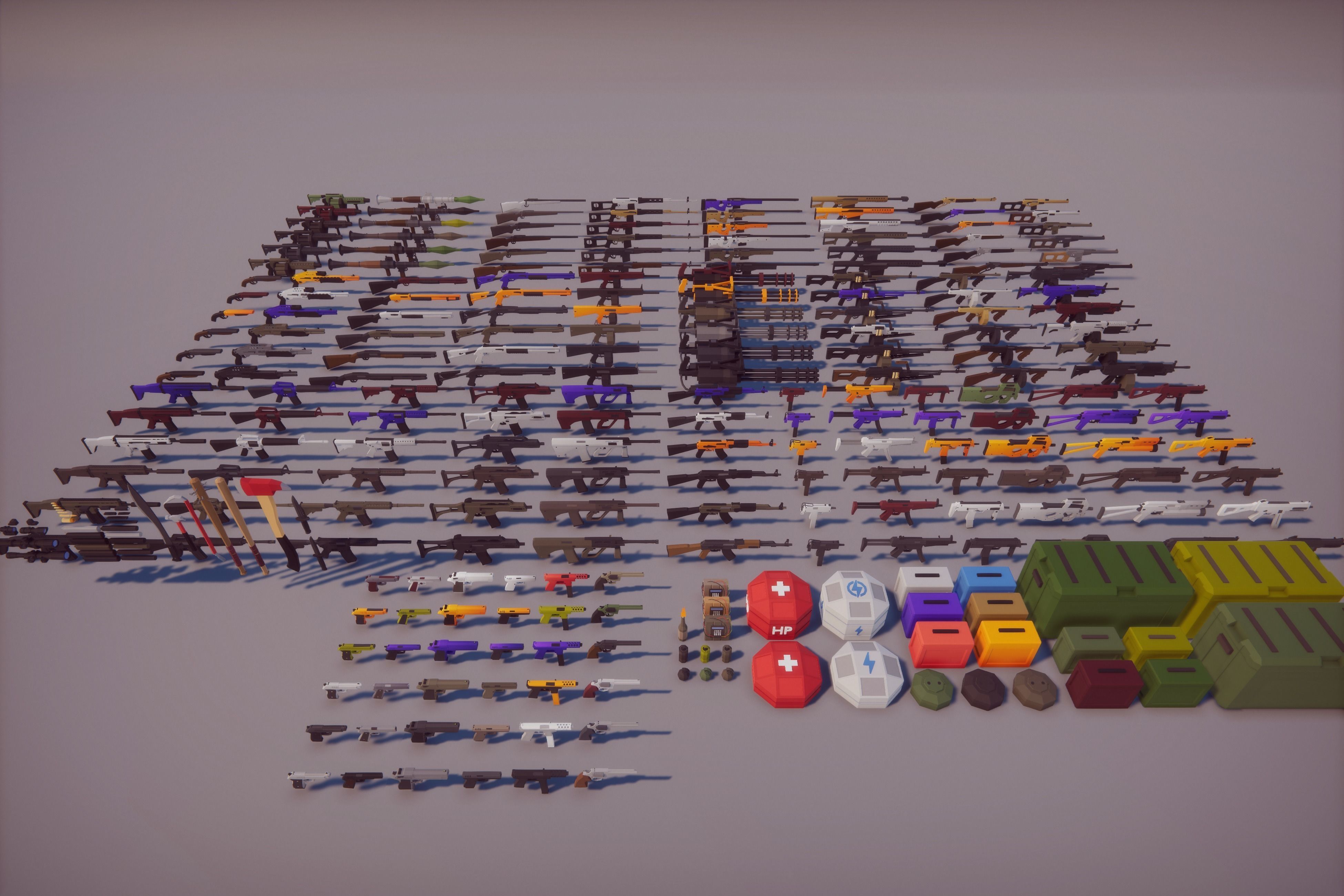 Low Poly FPS Bundle - Shooter Maps and Weapons Low-poly 3D model_9