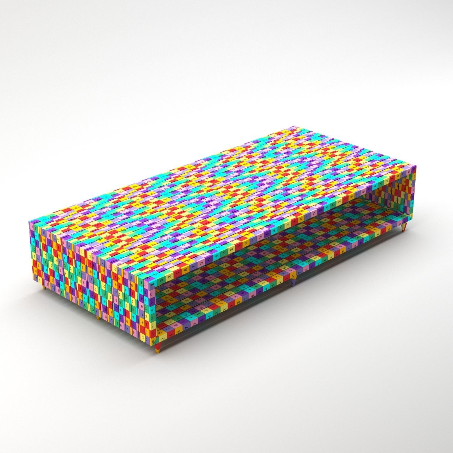 rectangle coffee table Low-poly 3D model_5