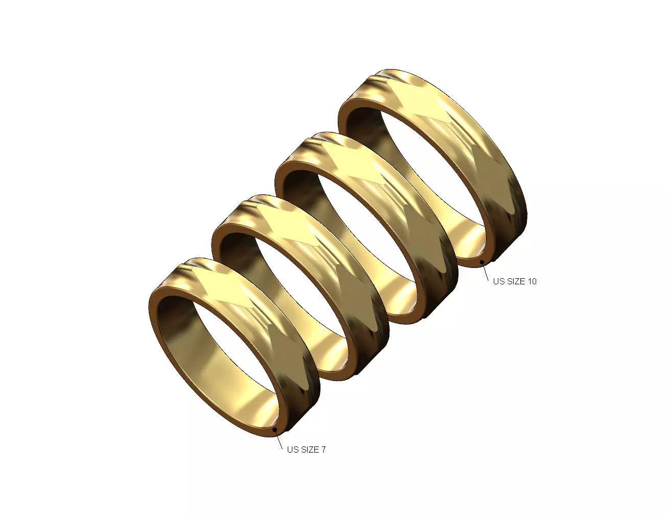 Faceted lip fashion band US sizes 7to10 3D print model