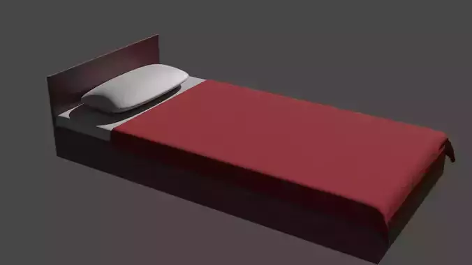 red bed with pillow and blanket 
