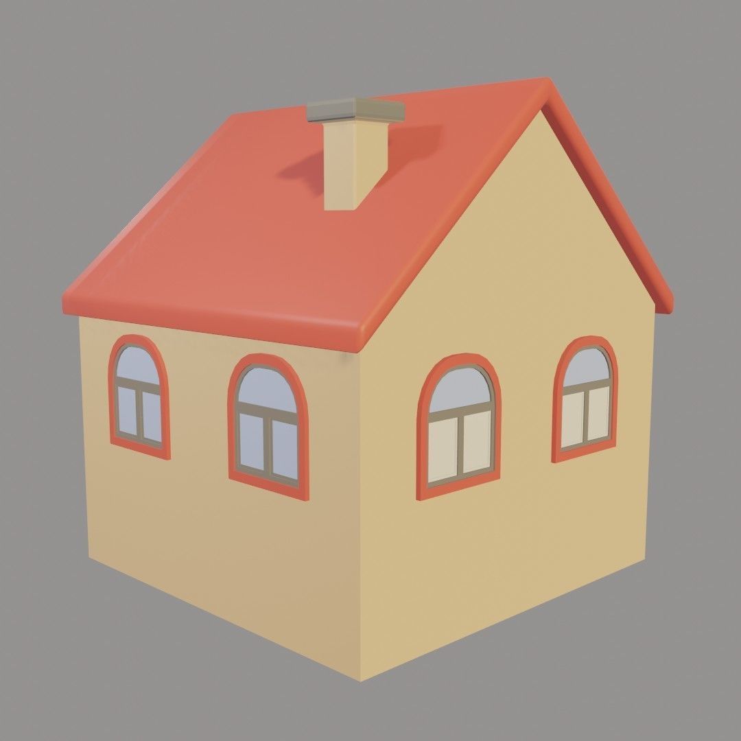 home for game  low poly 3D model_3