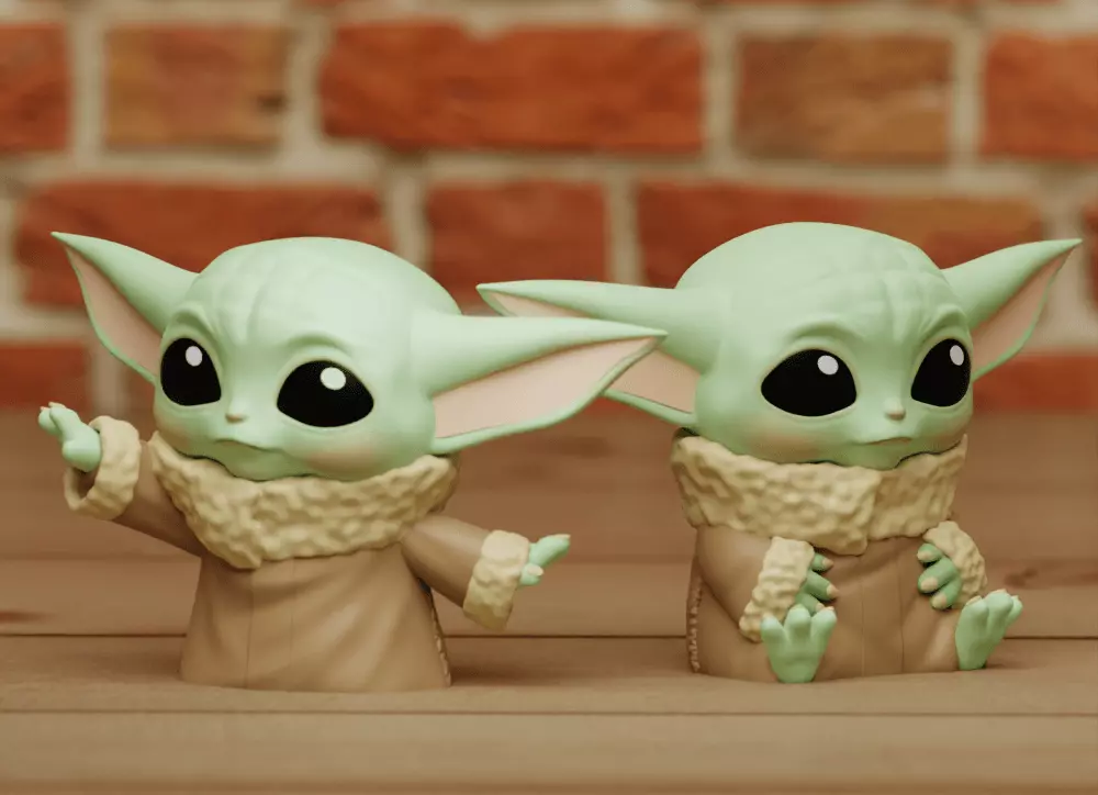 Baby Yoda Grogu 2 models Chibi Easy Print 3D print model