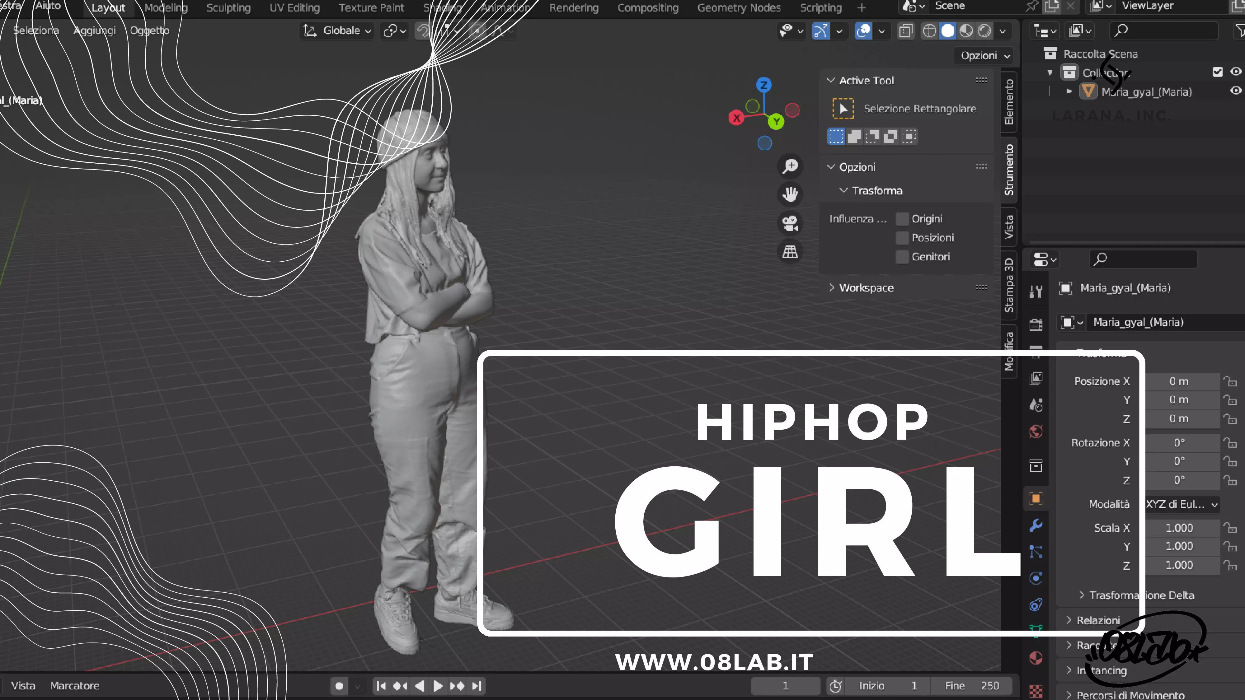 3d scan of a HipHop girl 3D print model 3D print model_0