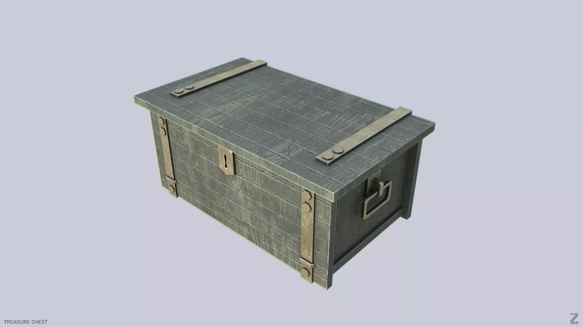 Treasure chest Low-poly 3D model_0