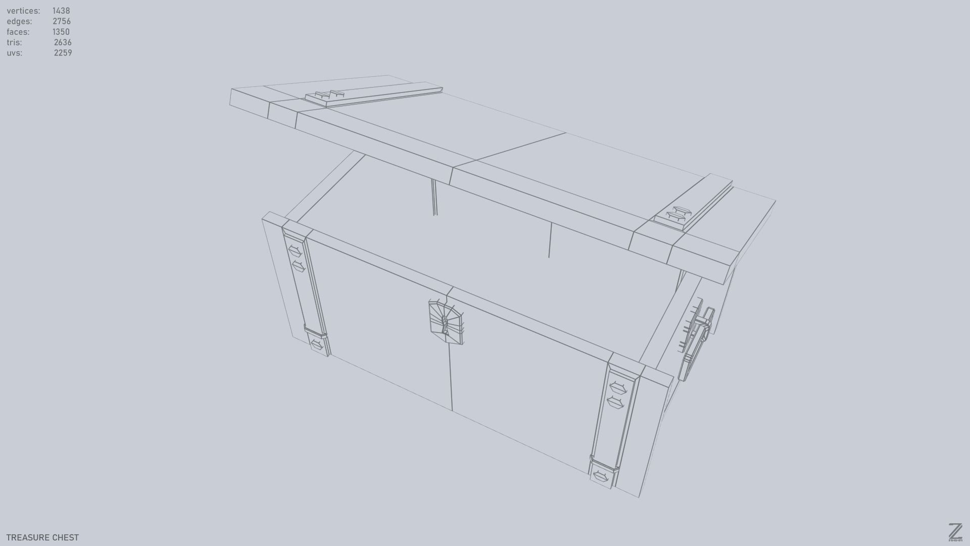 Treasure chest Low-poly 3D model_14