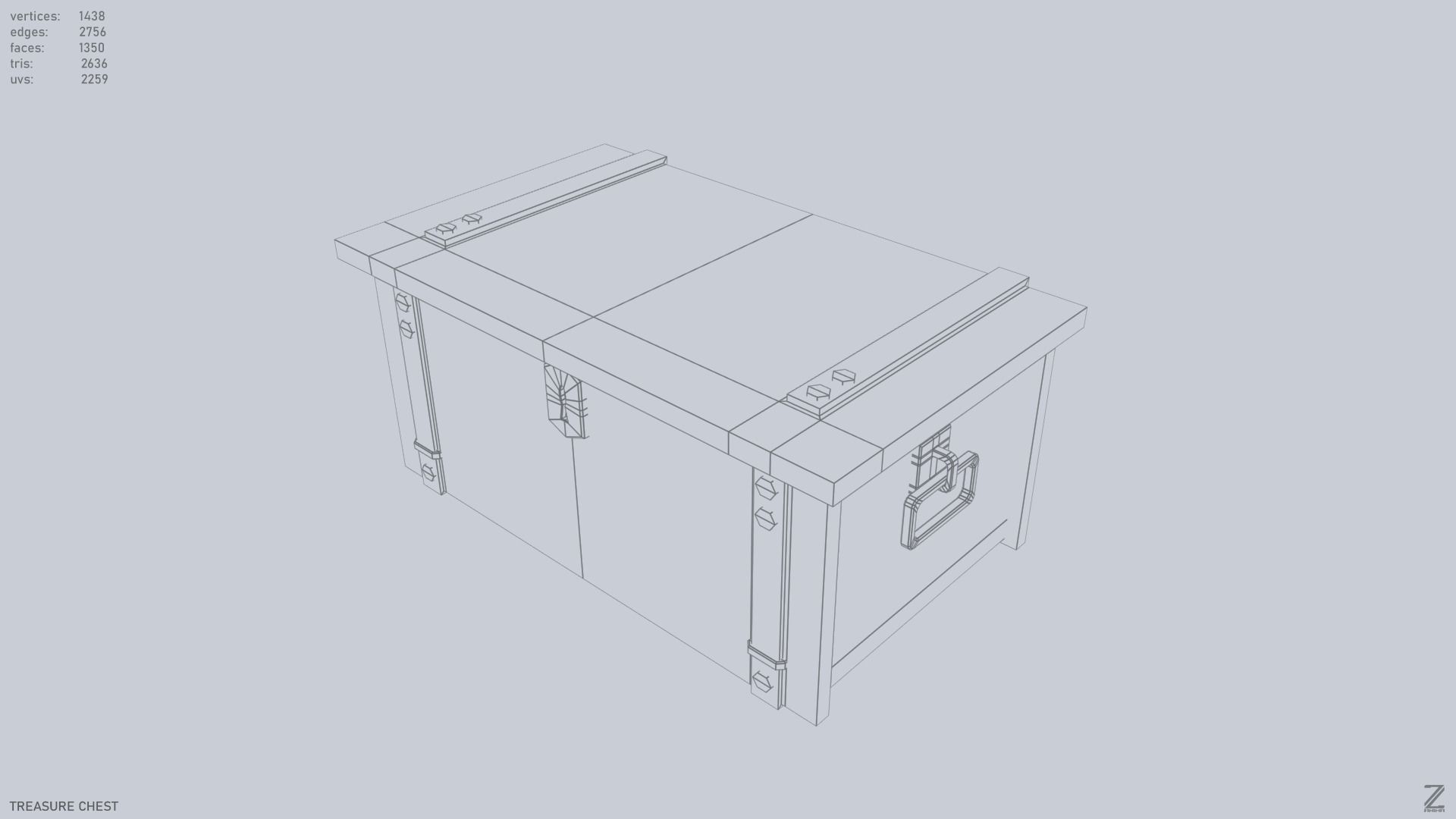 Treasure chest Low-poly 3D model_3
