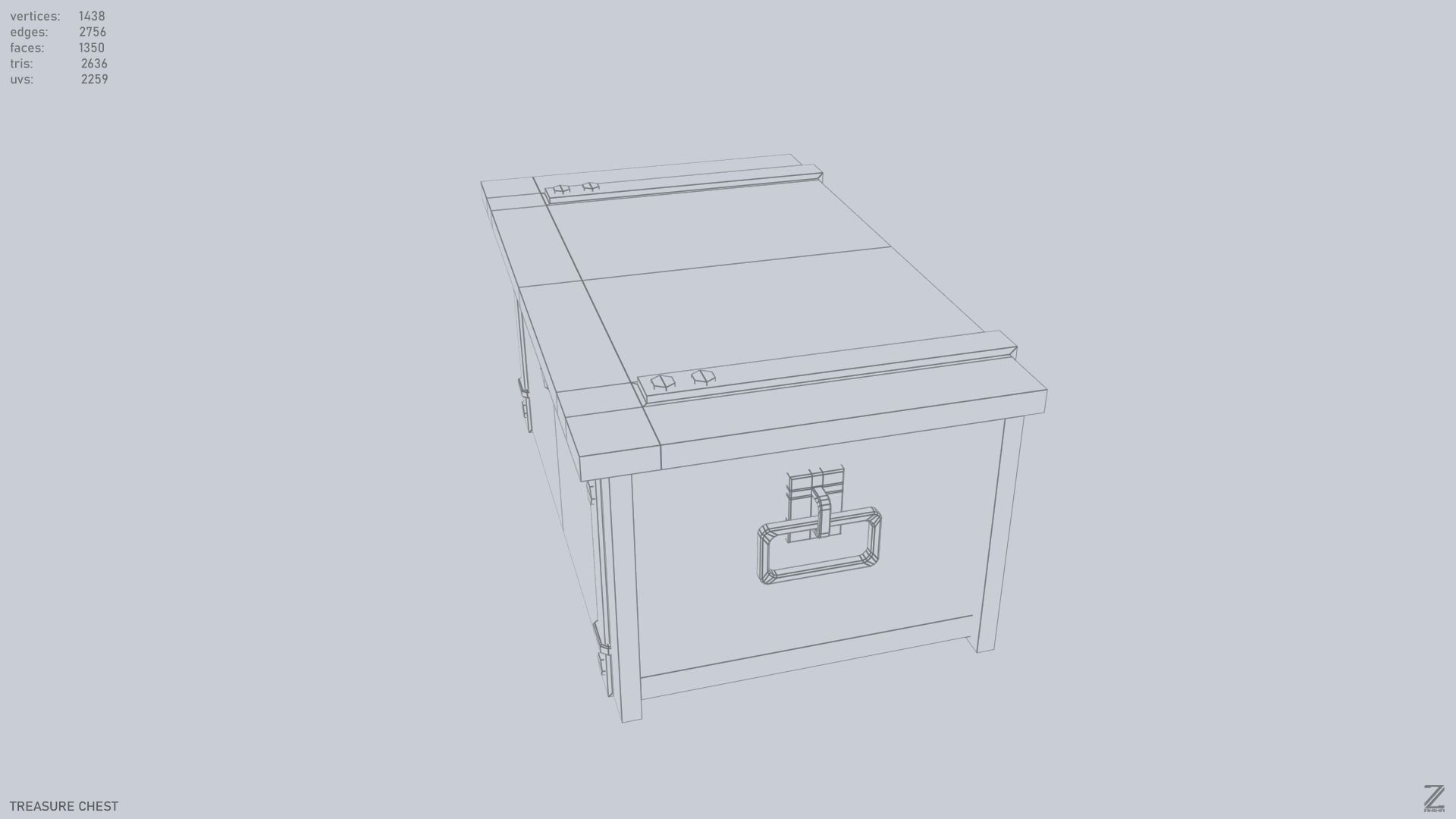 Treasure chest Low-poly 3D model_9