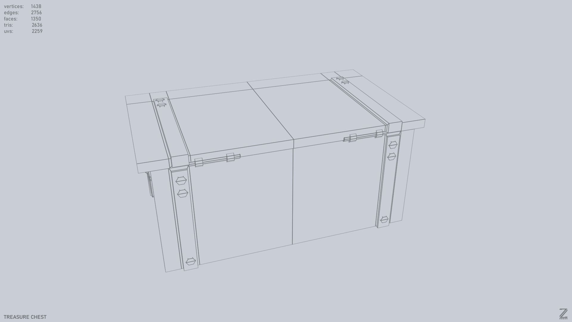 Treasure chest Low-poly 3D model_11