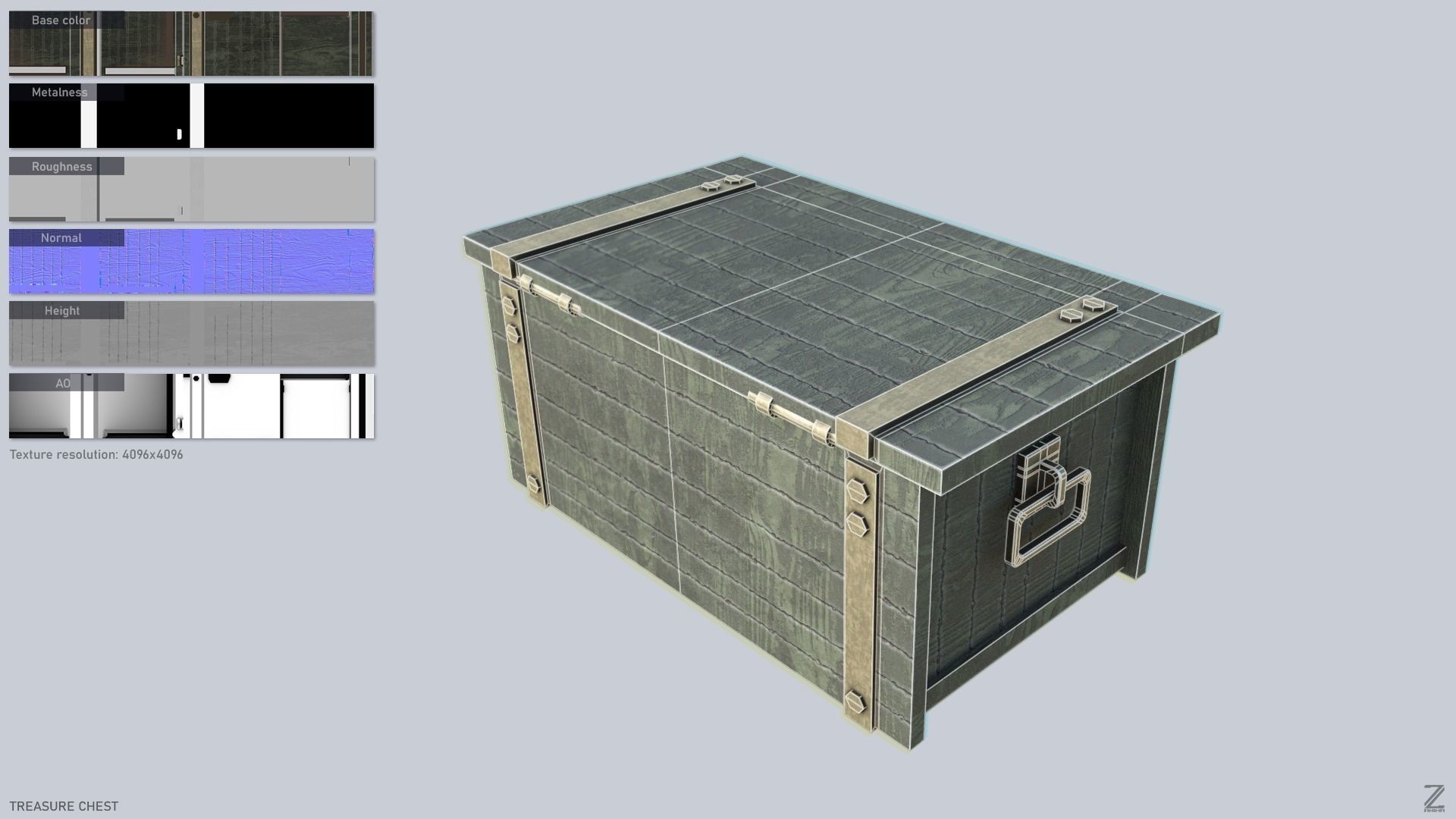 Treasure chest Low-poly 3D model_2