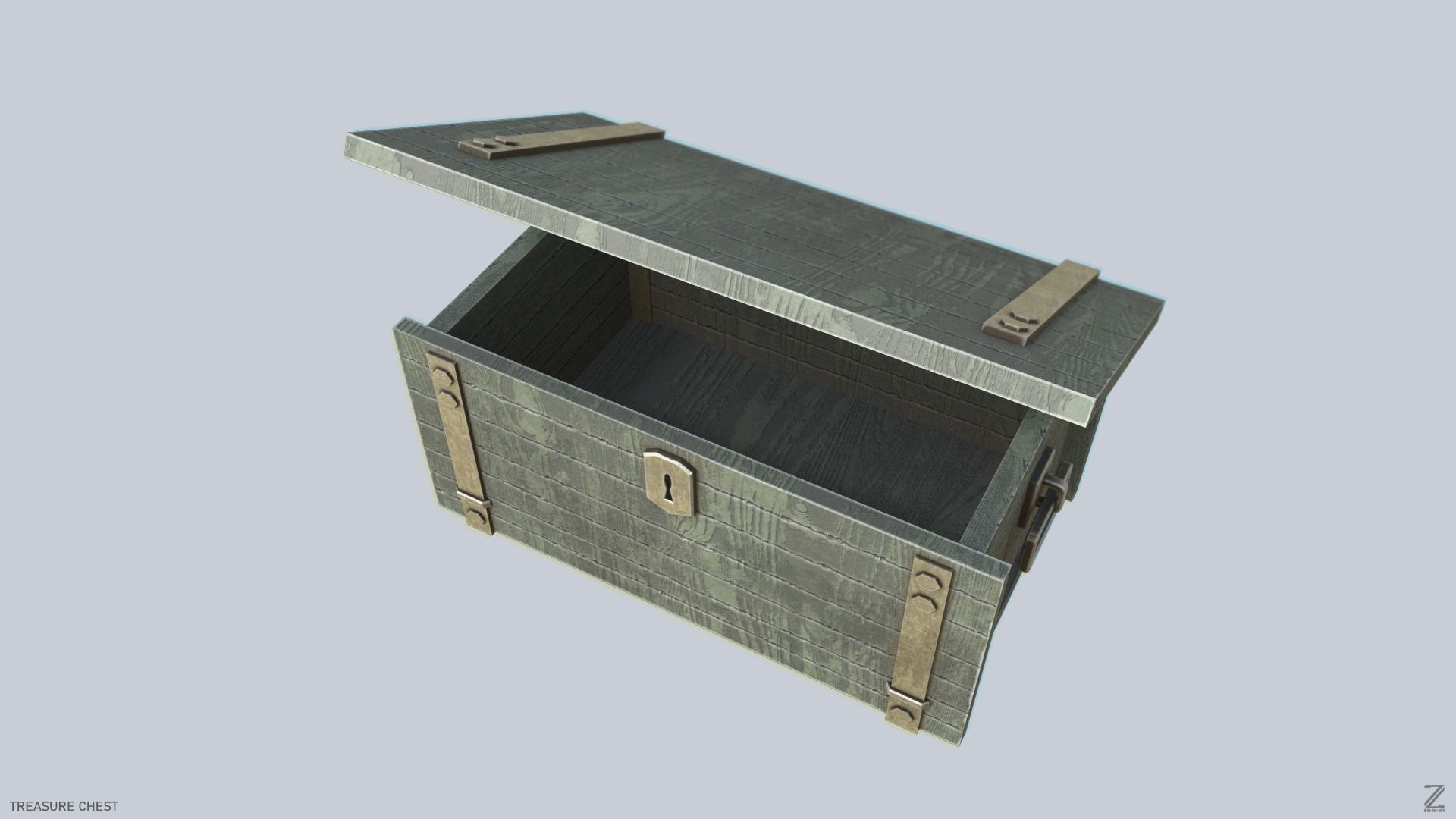 Treasure chest Low-poly 3D model_1