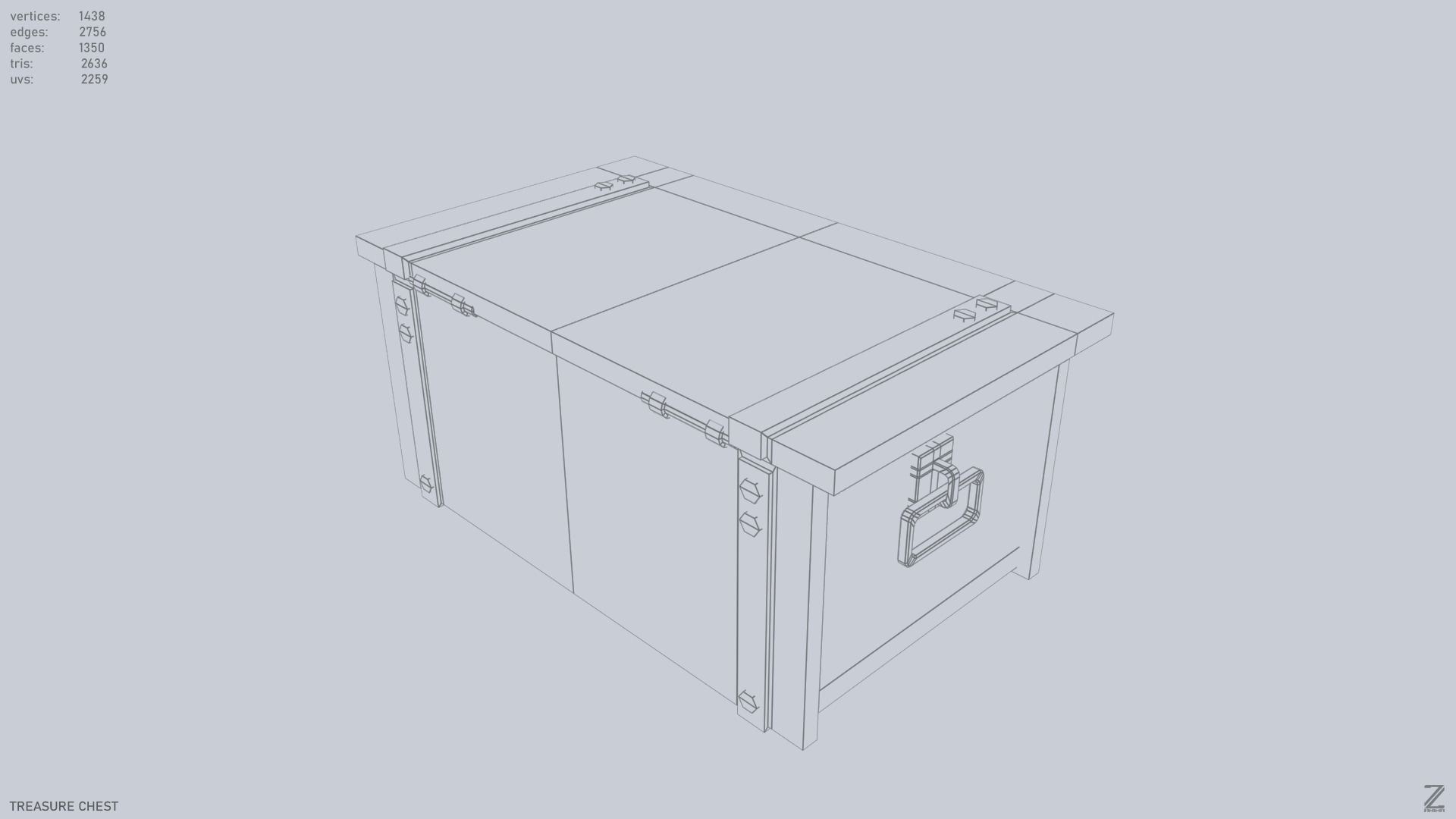 Treasure chest Low-poly 3D model_12