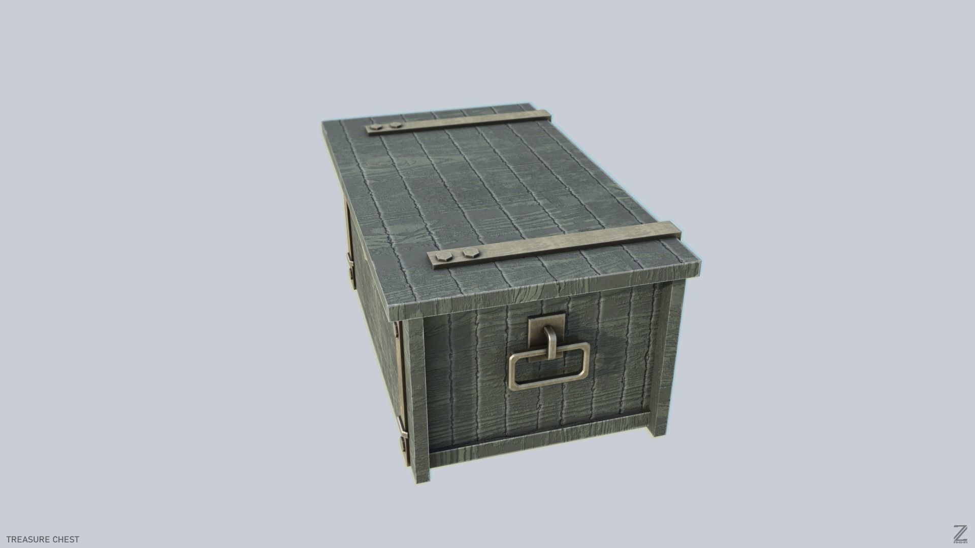 Treasure chest Low-poly 3D model_4
