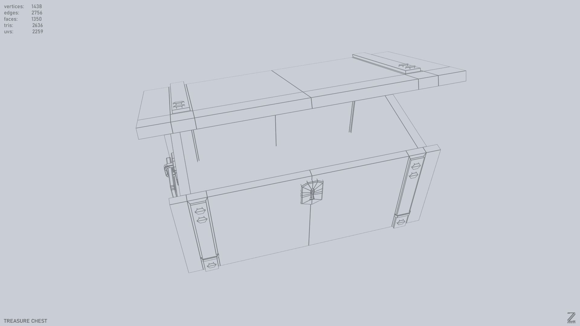 Treasure chest Low-poly 3D model_13