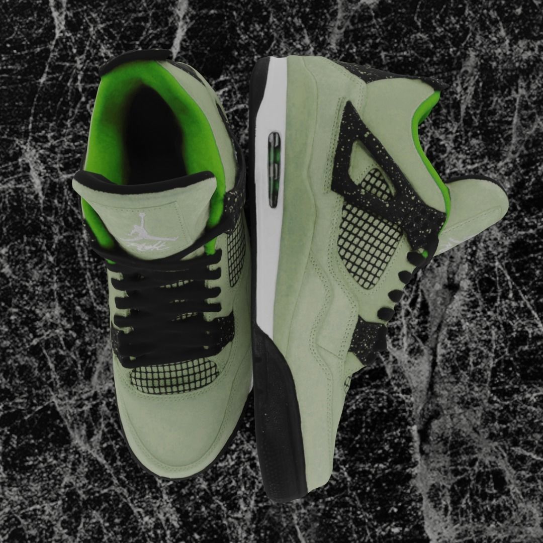 JORDAN 4 RETRO TRAVIS SCOTT 3D SHOES - GREEN Low-poly 3D model_7