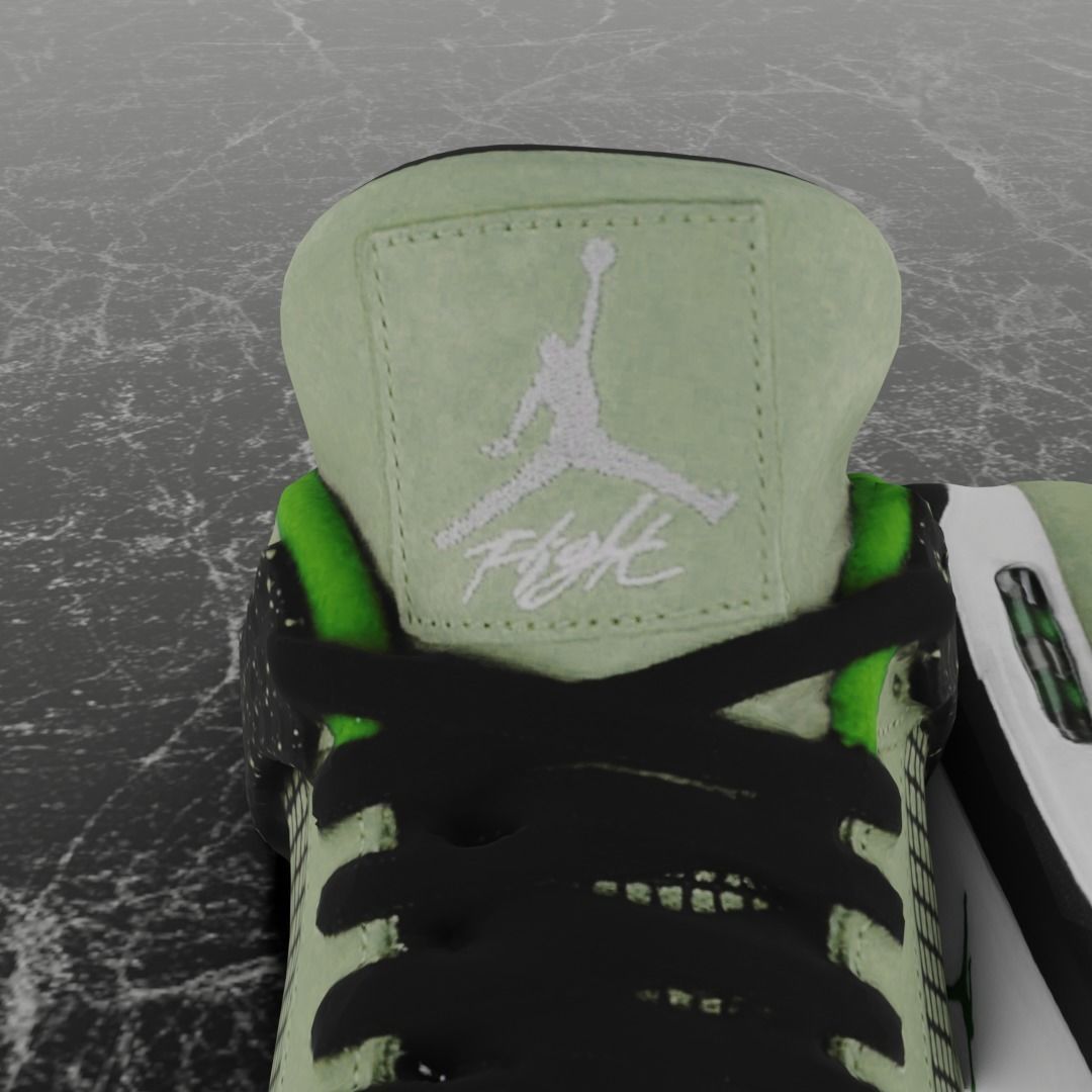 JORDAN 4 RETRO TRAVIS SCOTT 3D SHOES - GREEN Low-poly 3D model_9