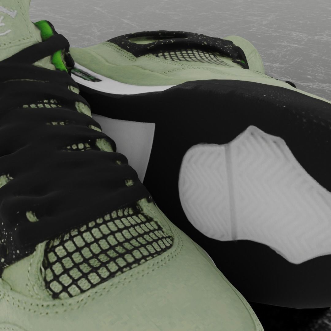 JORDAN 4 RETRO TRAVIS SCOTT 3D SHOES - GREEN Low-poly 3D model_8